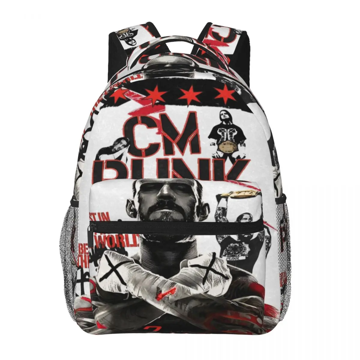 Kids CM Punk Wrestling Backpack for School Large Capacity Full Print Wrestling Laptop Daypack Campus Daily Commute Durable Lightweight Wrestling School Bag for Teens Students