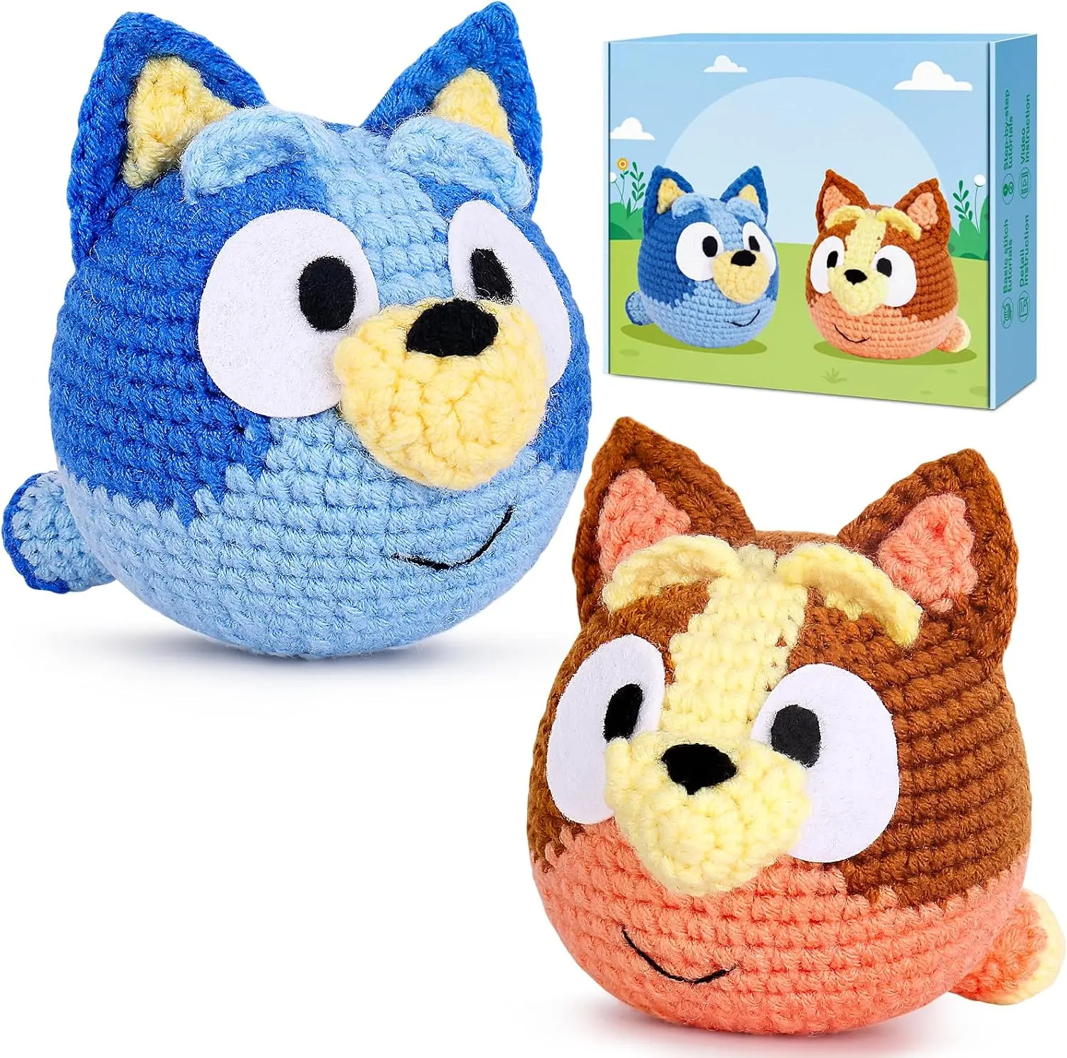 Crochet Kit for Beginners, Beginner Crochet Kit for Adults with Step-by-Step Video Tutorials, Crochet Animal Kits Knitting Supplies (2 Pack)