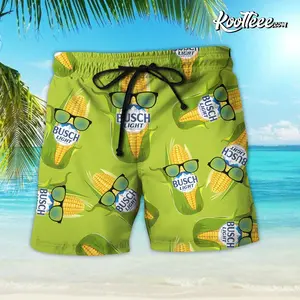 Busch Beer Corn Sunglasses Hawaiian Shorts Men Women Funny Lime Green Beach Swim Trunks Summer Casual Streetwear Spring Festival Outdoor Loose Comfort Fit
