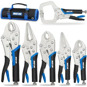 Vice Grips Pliers Set Locking Pliers 6-1/2" 9-1/2" Needle Nose 5" 7" 10" Curved Jaw 6" C-clamp Fast Release Ergonomic Grip for Woodworking
