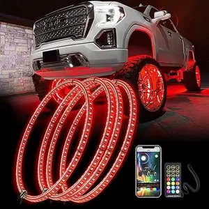RGB Wheel Lights for Car Truck - 15'' APP Control Bluetooth LED Rim Lights Kit of 4 | Remote Control | Easy Install | Waterproof