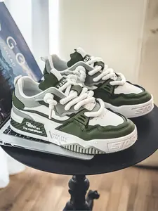 Trendy Thick Sole Colorblock Patchwork Sneakers for Men, Stylish Sports Casual Shoes, Unique Retro Design for Comfortable Everyday Wear