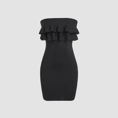 strapless open back dress Strapless Denim Pleated Mini Dress – Ragstock main image 1