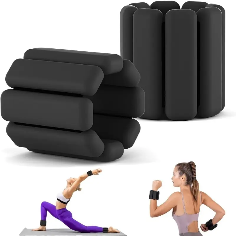 Adjustable Ankle and Wrist Weights Set Soft Skin-Friendly Silicone Adjustable Fitness Bracelet for Men Women Yoga Pilates Aerobic Gym Swimming Hiking Body Shaping Training Strength Training Gear Weight Training Gear