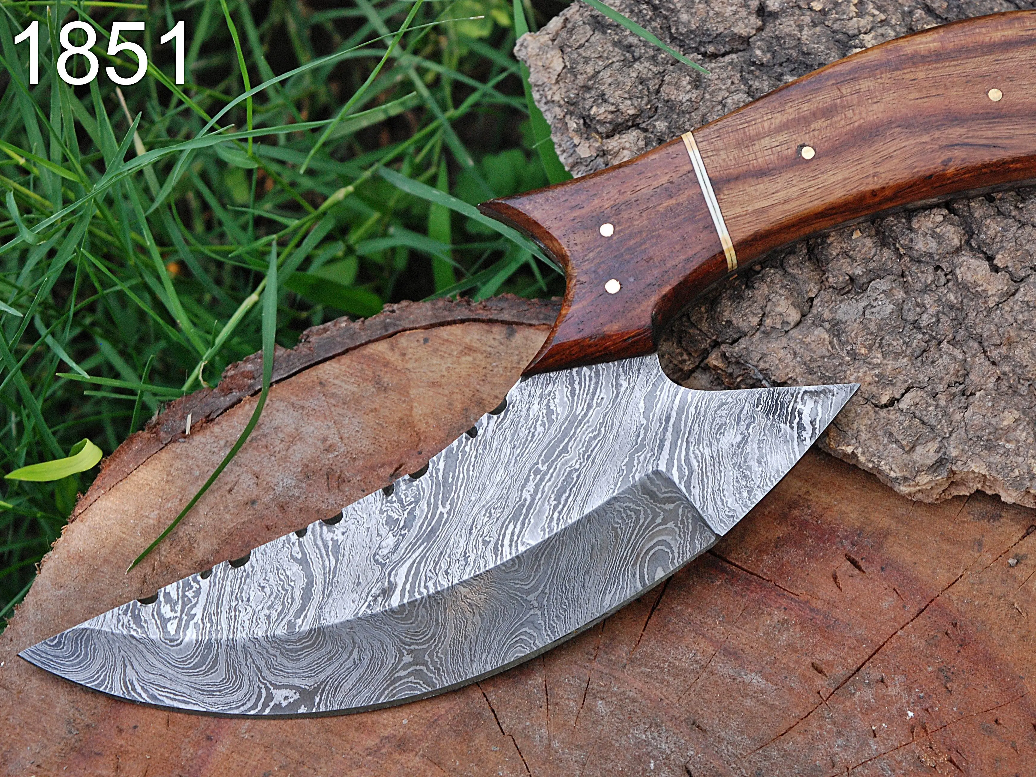 Luxury Handmade Damascus Fixed Blade Knife Pizza Cutter  Knife Outdoor Utility Knife