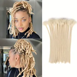 Hot Wholesale 10 Strands 613 Blonde Real Human Hair Dreadlock Extensions - 0.24inch Thick, Handmade Permanent Locs for Men & Women, Afro Curly/Kinky Style, Can Be Dyed, Bleached, Twisted & Styled, Hairstyle Extensions |   Kinky Hair Texture |   Textured H