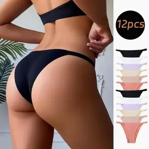 Pack of 12 spring/summer bikinis; comfortable, breathable casual sports underwear; women’s simple everyday panties; soft, skin-friendly; everyday panties; skin-friendly comfort wear; suitable for formal occasions and versatile for everyday wear; women’s l