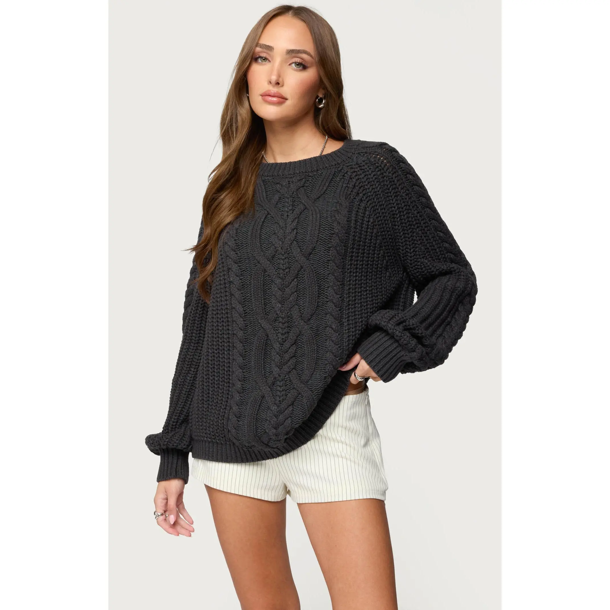 Edikted Women's Lira Chunky Cable Knit Sweater Edikted Women's Lira Chunky Cable Knit Sweater
