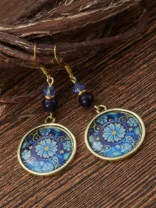 Bohemian Ethnic Floral Pattern Disc Earrings for Women, Vintage Jewelry Holiday Memorial Gift Decor, Stylish Accessory