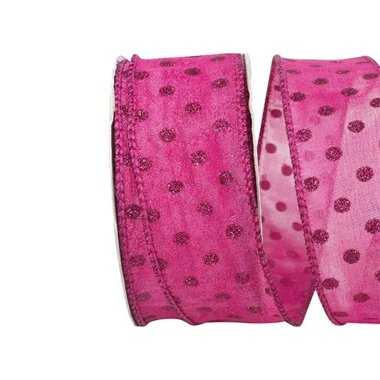 Mesh Deluxe Glitter Dot Hot Pink Ribbon, 1.5" X 10YD