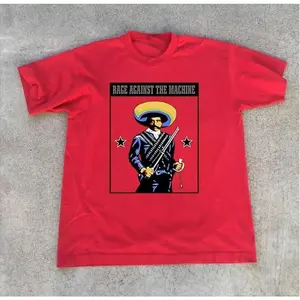NEW! Rage Against The Machine Zapata Red T-shirt, Graphic T-shirt US Size: S-6XL, All Colors, Gift for Women Men, Made In USA, 100% cotton, Classic Fit, Unisex T-Shirt