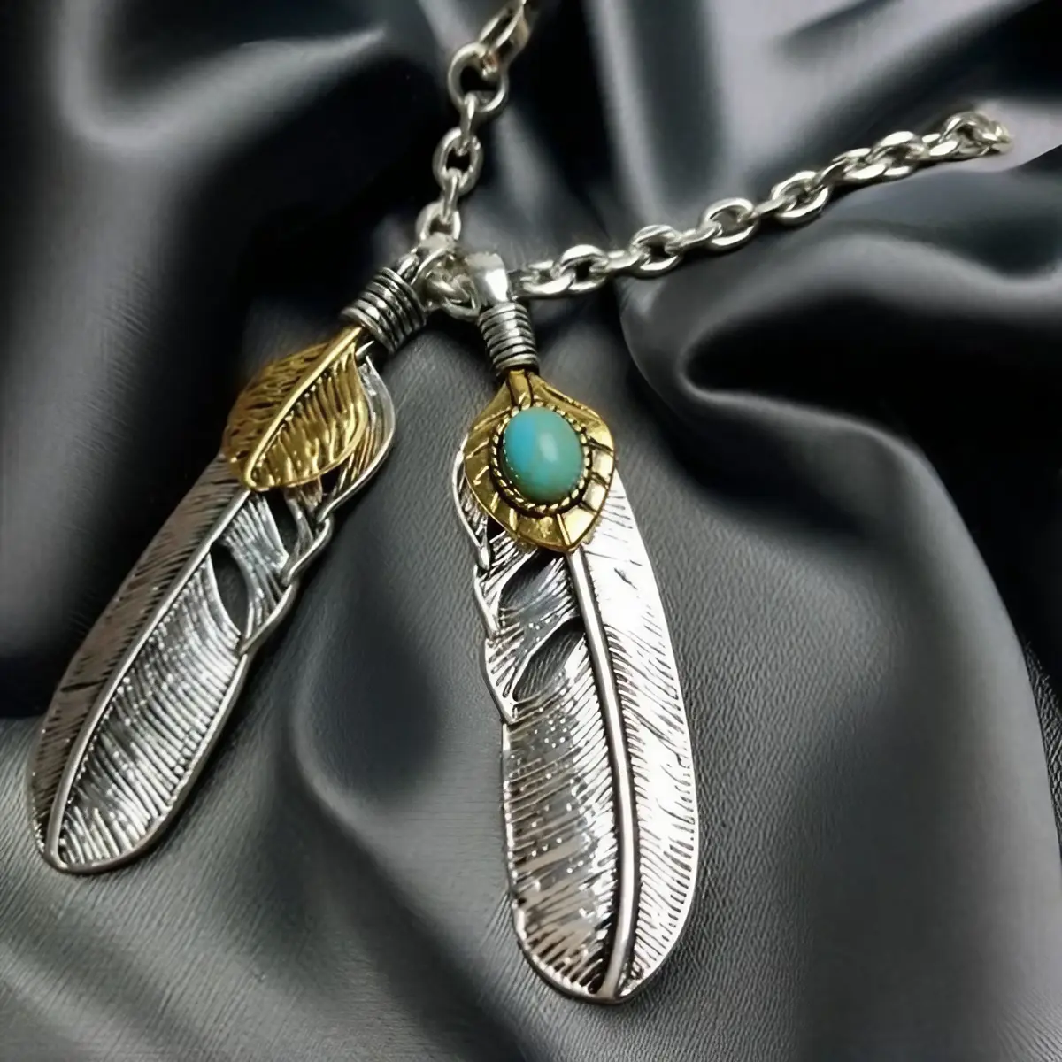 Feather Pendant Necklace Punk Hip Hop Style Chain -  Goros Inspired Japan Fashion