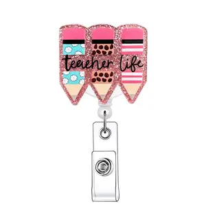 Retractable Badge Reel, 1 Count Acrylic ID Holder with Clip, Badge Reels Retractable, Badge Decoration for Nurses, Doctors, Students & Office Staff, Identification Badges & Supplies