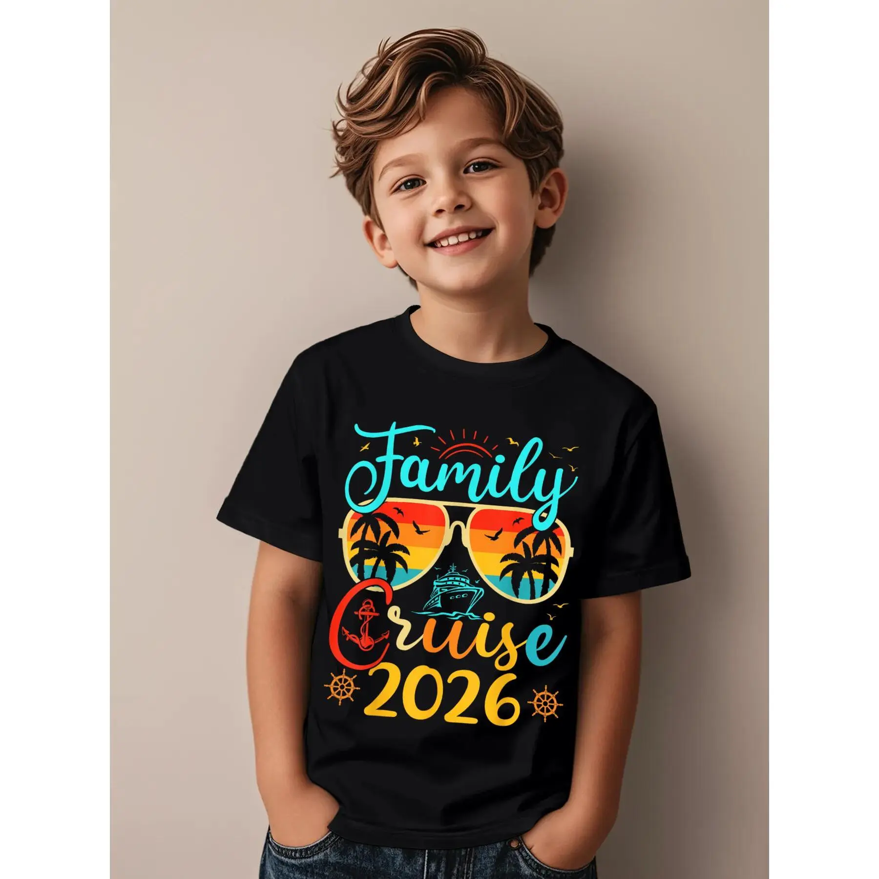 Family Cruise 2026 Summer Vacation Matching Family Cruise Funny Aesthetic Graphic Kid T-Shirt Casual Kid T Shirts Trending Tops Tees for Kid
