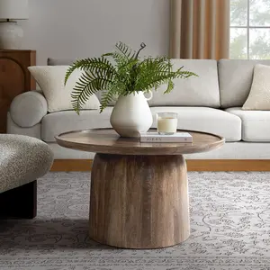 Holloway 30" Round Wood Coffee Table in Walnut