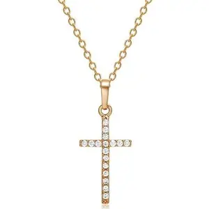 YALLNASL Gold Cross Necklace for Women Girls Rhinestone Cross Necklaces for Women God Necklace Cross Crystal Necklaces Dainty Necklace for Daughter Mom Birthday Mothers Day Gifts
