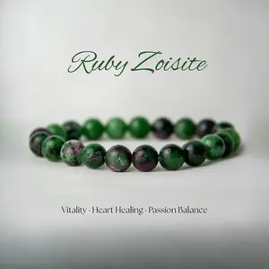 Lovskaya Ruby Zoisite Natural Crystal Bracelet for Adults Elegant Unisex Fashionable Jewelry Versatile Design Timeless Appeal Vitality Heart Healing Passion Balance