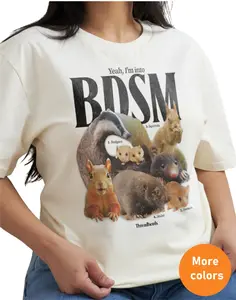 BDSM Animal Lovers T-Shirt, Badgers Dormice Squirrels Moles Graphic, Short Sleeve Crew Neck Tee, Casual Unisex Cotton Shirt, Funny Nature-Themed Top for Men and Women, Retro 90s Style Graphic Tee, Cute Animal Print Shirt