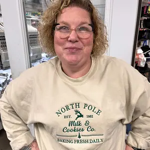 North Pole Milk & Cookies Sweatshirt  Unisex Crewneck Embroidered