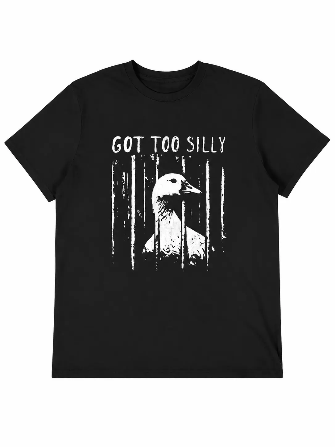 Men's Stylish Classic Funny Goose Graphic T-Shirt Top, Casual "Got Too Silly" Meme Print, Short Sleeve Crew Neck, Soft Breathable Cotton Blend Fabric, 2XL Streetwear Cargo