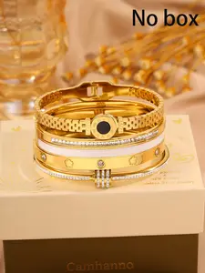 5-piece classic combination 304 stainless steel bracelet set, exquisite matching highlights unique temperament, suitable as a fashionable jewelry gift to give to loved ones as a perfect gift for all seasons, Stackable Bracelets