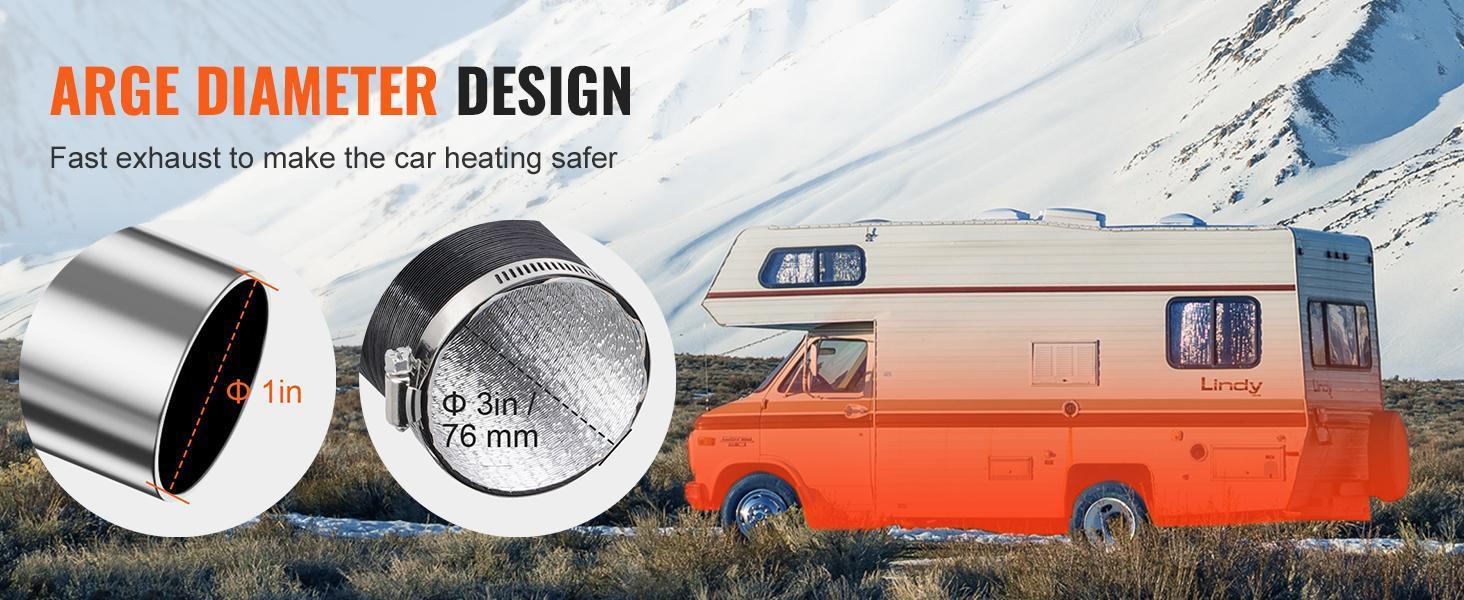 VEVOR Diesel Heater Pipe Ducting Set, TikTokShopBlackFriday, 3" Extendable Air Duct Hose, 1" Stainless Steel Exhaust Pipe, 2 Air Vents, Tee Air Outlet Connector and Hose Clamps, for 2KW/5KW/8KW Diesel Parking Heaters