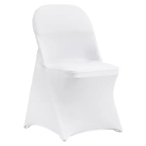 VEVOR 30 Pcs Stretchy White Spandex Blend Chair Slipcovers, 4-Pocket Leg Hold Fitted Folding Covers, Washable Wrinkle-Resistant Removable Dining Room Chair Covers for Party Use