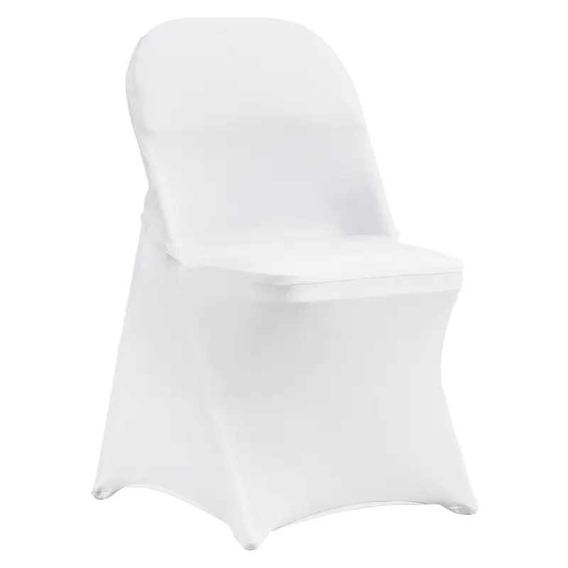 VEVOR 30 Pcs Stretchy White Spandex Blend Chair Slipcovers, 4-Pocket Leg Hold Fitted Folding Covers, Washable Wrinkle-Resistant Removable Dining Room Chair Covers for Party Use