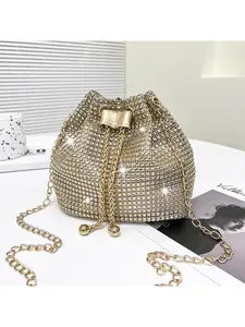 2026 New Women's Trendy Diamond Shoulder Bag, Fashion Chain Crossbody Bucket Bag, Essential for Shopping, Perfect for Parties