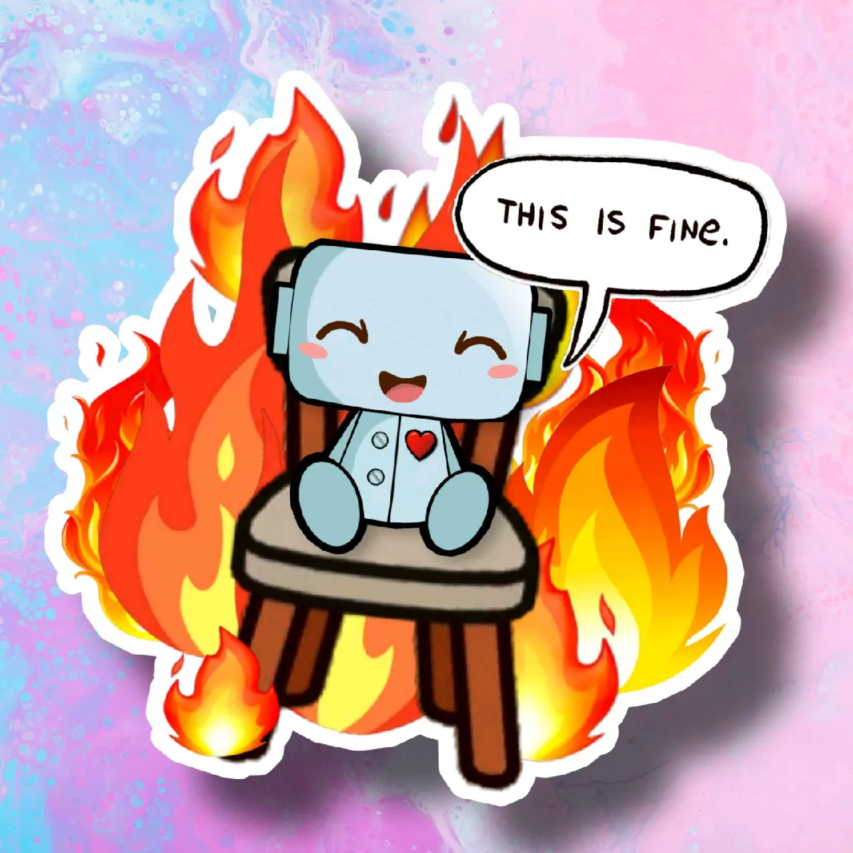 "This Is Fine" Robot 3" Sticker