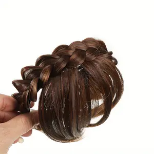 1Pc Elegant Wig Braided Headband Stylish Bangs Hairband DIY Hairstyle Accessories for Women and Daily Use