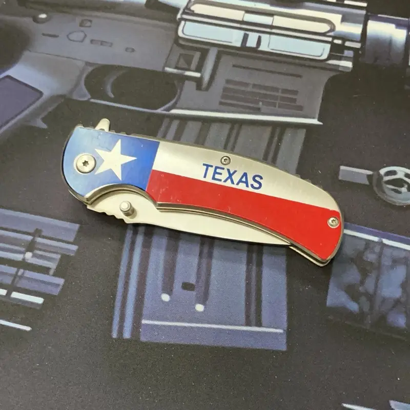 Supplies 8.5" Texas Flag Open Liner Lock Folding  With  Clip,Red, White & blue men woman flaring  tool tile spacers concrete float   milwaukee fastback stainless steel edc  outdoor survival  spray paint wood  carving      tactical pocket knife