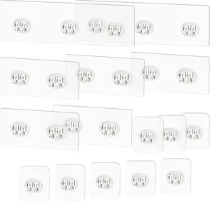 15 Pack Shower Caddy Adhesive Replacement Hooks – Heavy Duty No Drill Wall Stickers for Bathroom Shower Shelves & Kitchen Storage Racks, 3 Sizes