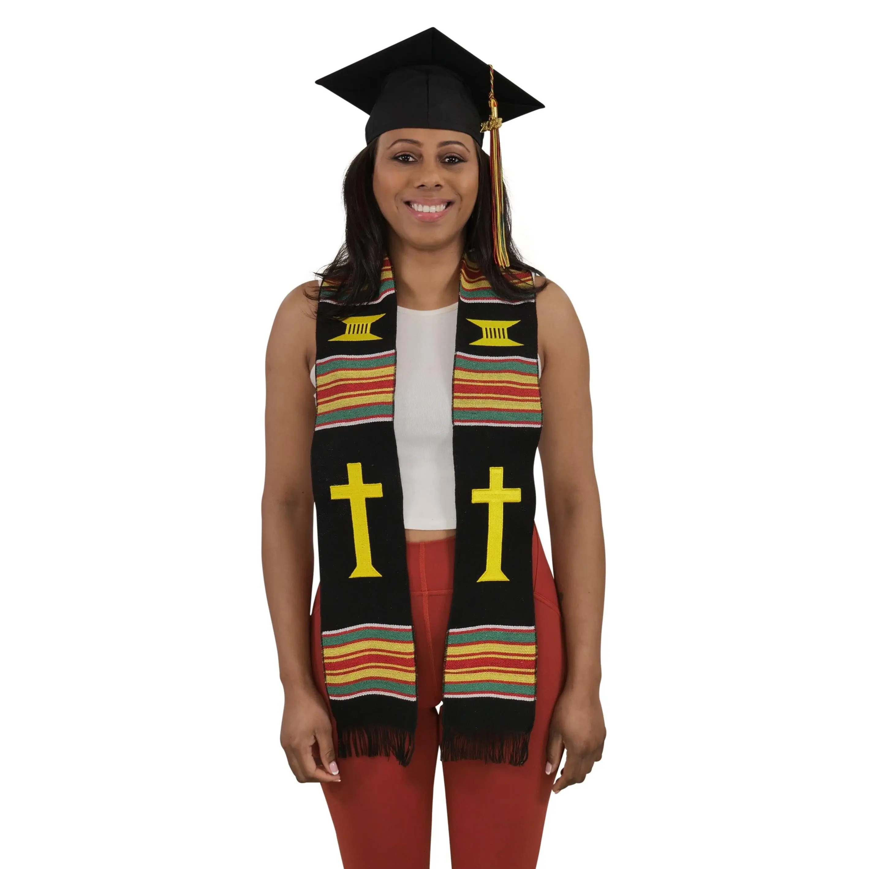 Christian Cross Kente Cloth Graduation Stole