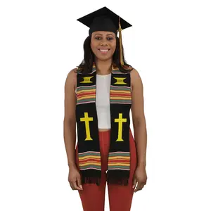 Christian Cross Kente Cloth Graduation Stole