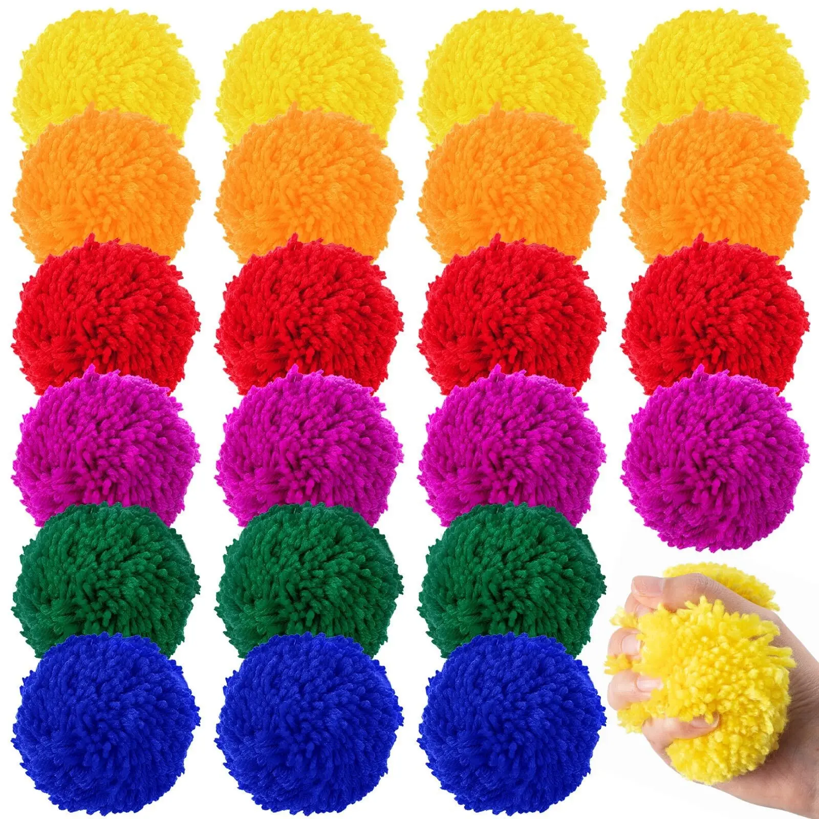 48 Pcs Kickball Dodgeballs 3.5 Inches Soft Acrylic Yarn Dodgeballs Playground Balls Large Hand Ball Physical Education Equipment for Adults Handball Outdoor Game Indoor Play, 6 Colors