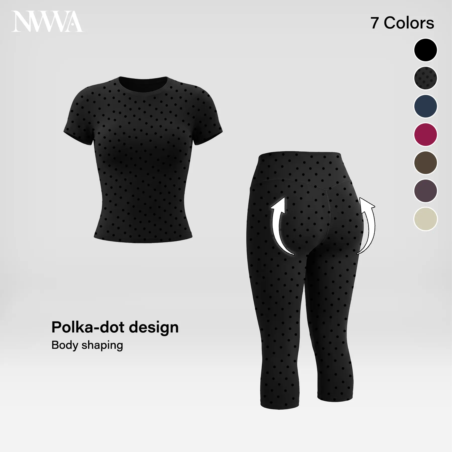 Women's 2-Piece Capri Activewear Gym Set - Slim-Fit Short Sleeve T-Shirt, High-Waist Tummy Control Butt Lifting Leggings, Polyester Matching Sets for Women, 2 Piece Sets, Workout Sets Women
