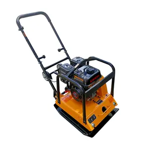 6.5HP Plate Compactor with G200F Engine 22"x17" Base 15KN Impact Force Foldable Handle & Wheels for Garden & Construction