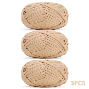 3pcs Pure Color Cloth Yarn Style, 100% Polyester, Ideal for Handmade Crochet Baskets, Seat Cushions, Slippers DIY Crafts