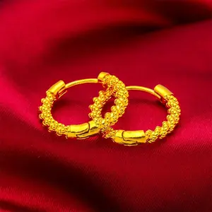 Dubai Spiral Hoop Earring for Women 24K Gold Color Brazilian Wedding Bride Arabic Ethiopian Nigerian Jewellery Moroccan