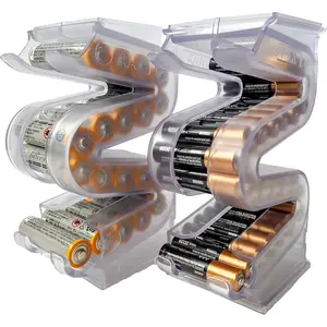 Battery Ladder AA & AAA Battery Holder/Storage, Organizer Case That Holds 28 AAA & 20 AA Batteries - Stackable, Expandable, and Wall Mountable