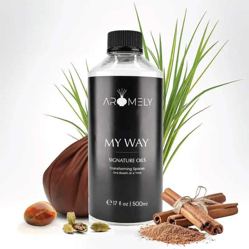 Aromely My Way Scented Essential Oils - Inspired by 1 Hotel, Home Fragrances with Lemon, Cinnamon, Leather & Amber, Sandalwood & Cedar Create Depth for Everyday Home Ambiance, Aromatherapy Floral Incense Oil, Woody, Sandalwood And Cedar Create Depth