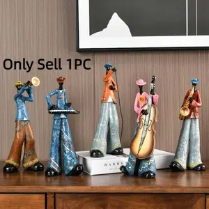 Creative band art ornaments music figures living room bookshelf TV cabinet wine cooler light luxury decorations furnishings Home Decor Statue Resin Figure