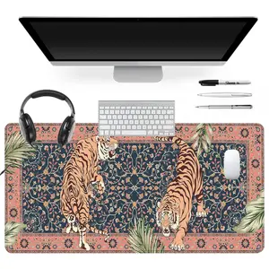 Extra Large Tiger Print Mouse Pad Floral Pattern Gaming Mouse Pad 35x16 Inch Computer Keyboard Mousepad Suitable for Families, Offices and Schools. Perfect Gift for Family Members and Friends