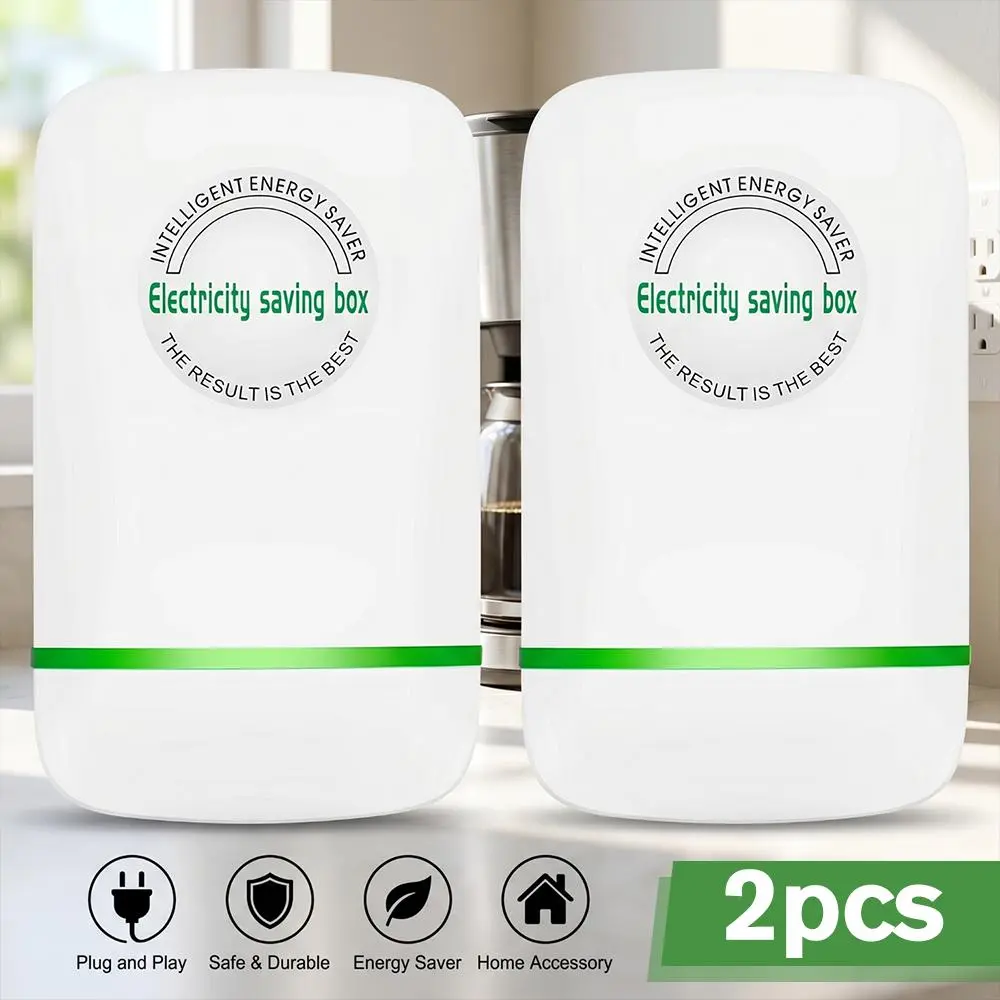 2-Pack Compact Plug-in Power Optimizer & Voltage Stabilizer (90V-250V Input, Plastic Body) - Indoor Current Control Protection Device for Home & Office Appliances