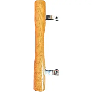 Sliding Patio Door Pull Handle 6-5/8 inch, Wooden Pull Handle for Sliding Glass Screen Door Replacement, with Diecast Chrome Brackets (Single)