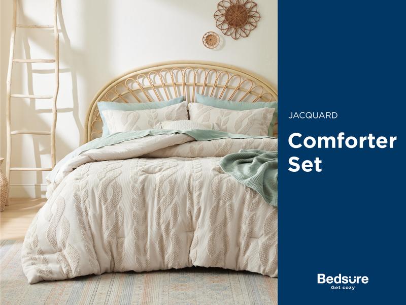 Bedsure 3- Pieces  Comforter Set,Boho Tufted Bed Set, Checkered Farmhouse Shabby Chic Bedding, 1 Plaid Geometric Comforter and 2 Pillow Shams