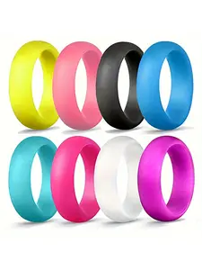 8-Piece Set 5.5mm Comfortable Silicone Rings, Women's Jewelry Accessories, Soft Low Allergenic, Ideal for Sports Running