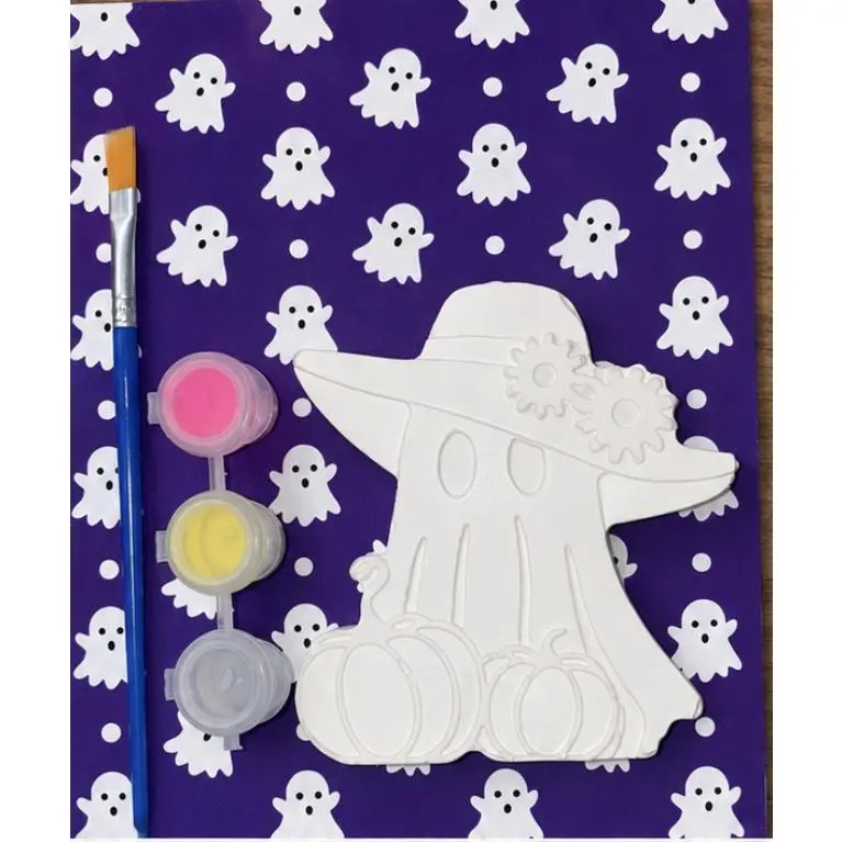Ghost Sun Hat Groovy Themed DIY Painting Kit, 3 Paint Colors for Creative Fun