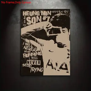 1 piece/set frameless canvas painting print poster, classic retro abstract art, Heung-Min Son, perfect gift for football culture lovers, ideal gift for bedroom, living room, dormitory corridor, kitchen, mural, bathroom, wall decoration, room decoration